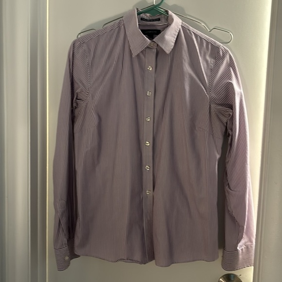 Purple pin stripe Oxford - Picture 2 of 4